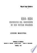 1884-1984, centenario del nacimiento de Don Romulo Gallegos