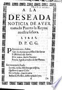 A la deseada noticia de aver tomado Puerto la Reyna nuestra señora
