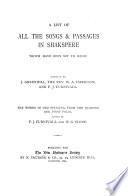 A List of All the Songs & Passages in Shakspere