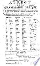 Abregé de la grammaire greque de Clenard...