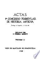 Actas, 1er Congreso Peninsular de Historia Antigua, Santiago de Compostela, 1-5 julio 1986