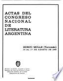 Actas del Congreso Nacional de Literatura Argentina, Horco Molle, Tucumán, 14 al 17 de agosto de 1980