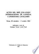 Actes del sisè Col·loqui Internacional de Llengua i Literatura Catalanes
