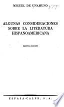Algunas consideraciones sobre la literatura hispano-americana