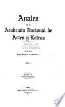 Anales de la Academia Nacional de Artes y Letras