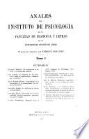 Anales del Instituto de Psicología de la Facultad de Filosofía y Letras de la Universidad de Buenos Aires