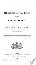 Annual Report by the Deputy Keeper of the Public Records
