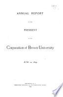 Annual Report of the President to the Corporation of Brown University