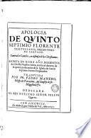 Apologia de Quinto Septimio Florente Tertuliano ... contra los gentelise en defensa de los cristianos ...