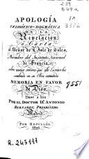 Apología filosófico-dogmática de la revelación o Carta al Señor de L'Isle de Sales ... sobre varios errores que este Escritor ha sembrado en su obra intitulada Memoria en favor de Dios