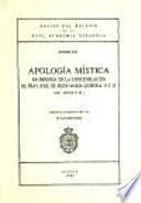 Apología mística en defensa de la contemplación de Fray Jose de Jesús María Quiroga, O.C.D. (Ms. 4478 B.N.M.)
