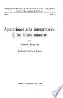 Aportaciones a la interpretación de los textos minoicos