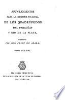 Apuntamientos para la Historia Natural de los quadrúpedos del Paragüay y Rio de la Plata