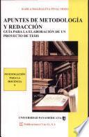 APUNTES DE METODOLOGÍA Y REDACCIÓN (Investigación para la Docencia No 9)