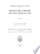 Archivo del coronel doctor Marcos Paz