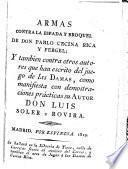 Armas contra la espada y broquel de don Pablo Cecina Rica y Fergel