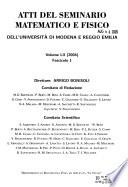 Atti del Seminario matematico e fisico dell'Università di Modena e Reggio Emilia