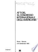 Atti del XL Congresso internazionale degli americanisti, Roma-Genova, 3-10 settembre 1972