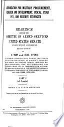 Authorization for Military Procurement, Research, and Development, Fiscal Year 1971, and Reserve Strength
