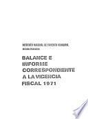 Balance e informe correspondiente a la vigencia fiscal ...