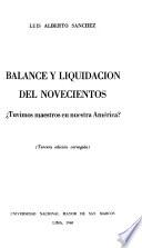 Balance y liquidación del novecientos