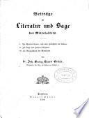 Beiträge zur Literatur und Sage des Mittelalters