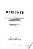 Berichte im Auftrag der Internationalen Arbeitsgemeinschaft für Forschung zum Romanischen Volksbuch