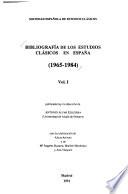 Bibliografía de los estudios clásicos en España, 1965-1984