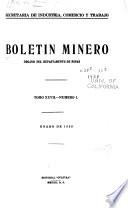 Boletin Minero. Organo del Dept. de Minas