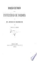 Bosquejo histórico de la Universidad de Córdoba