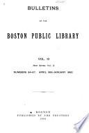 Bulletin of the Public Library of the City of Boston