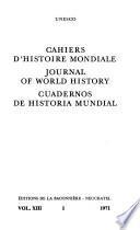 Cahiers D'histoire Mondiale