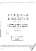 Cahiers de Linguistique Théorique Et Appliquée