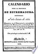 Calendario para Extremadura, año 1840