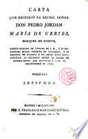 Carta ... de D. Pedro Jordan Ma de Urries