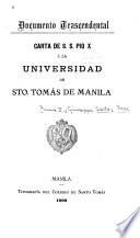 Carta de S.S. Pio x á la Universidad de Sto. Tomás de Manila
