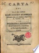 Carta del Ilmo y Rvmo Señor Don Joseph Climent Obispo de la Santa Iglesia de Barcelona