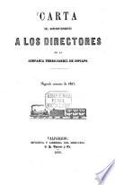 Carta del superintendente a los directores de la compañia ferrocarril de Copiapo