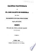 Carta Pastoral de Fr. J. C. de O. ... a sus ... diocesanos