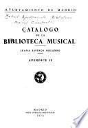 Catálogo de la Biblioteca Musical: Apéndice