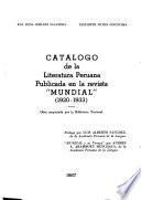 Catálogo de la literatura peruana publicada en la revista Mundial (1920-1933)