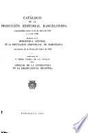 Catálogo de la producción editorial barcelonesa