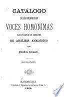 Catálogo de las principales voces homónimas para facilitar los ejercicios de análisis analógico