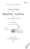 Catalogo metodico de la biblioteca nacional de la Republica Argentina