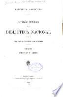 ... Catálogo metódico de la Biblioteca nacional