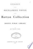 Catalogue of the Barton Collection, Boston Public Library