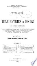 Catalogue of Title Entries of Books and Other Articles