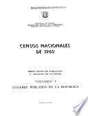 Censos nacionales de 1960: Lugares poblados de la República