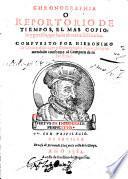 Chronographia o reportorio de tiempos ... Corr. y enmendado
