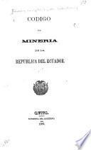 Código de mineria de la Republica del Ecuador